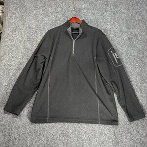 Ahead Sweater Mens XL Fleece 1/4 Zip Black Pullover Jackson Hole Logo Pocket